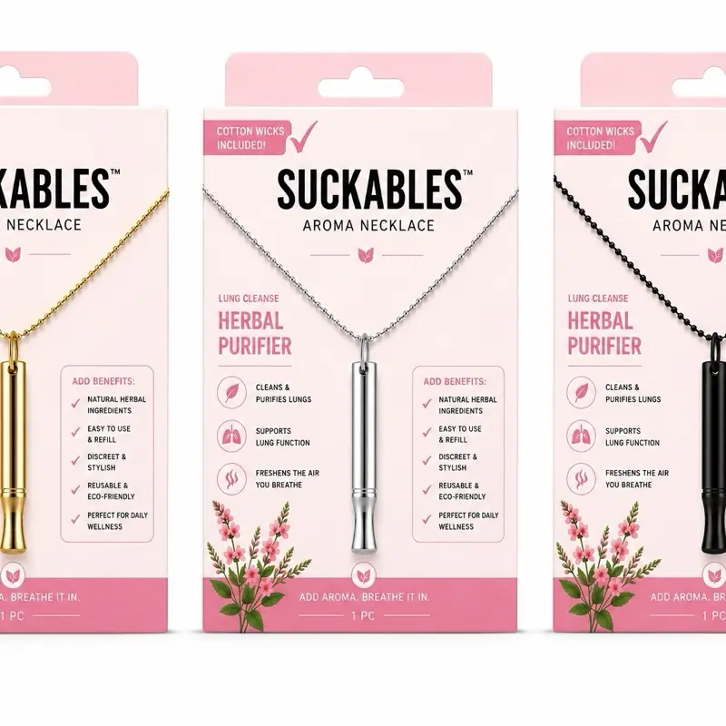 Suckables Wind 2.0 Breathing Aromatherapy Necklace - Made For Anxiety Breath Work, Fidget Replacement