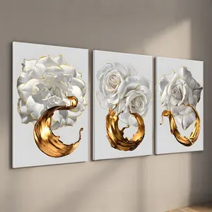 Unframed printed poster paintings, 3 floral pattern posters in each set. They are modern artworks suitable for decorating the living rooms, bedrooms and offices of homes.