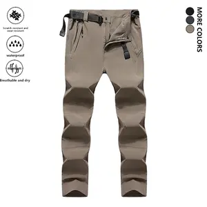 Men's quick-dry, tear-resistant hiking pants with belt loops, 3 zippered pockets, breathable polyester and spandex blend fabric, suitable for mountaineering, summer use, and everyday commuting