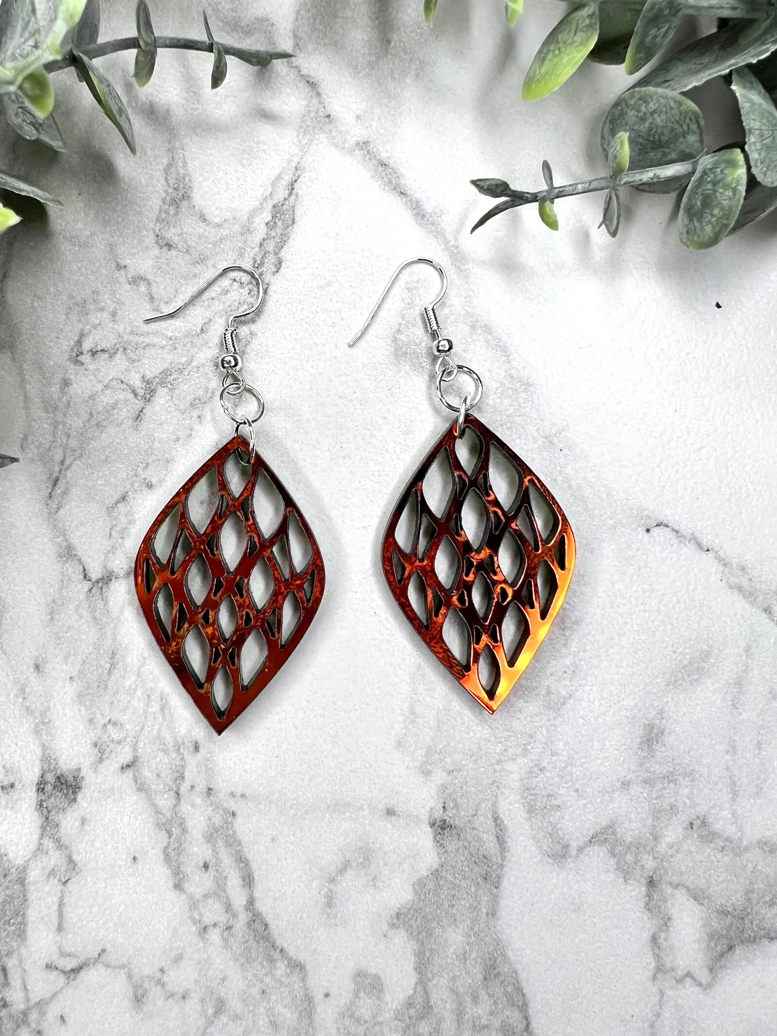 Autumn Equinox Almond Shaped Lattice Earrings