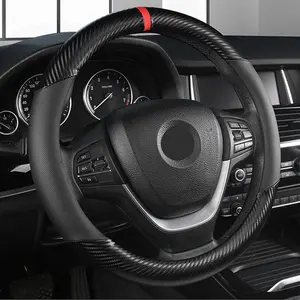 15" 38cm Car Steering Wheel Cover Carbon Leather For Honda Civic / Accord / CR-V