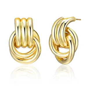 MYTYS Chunky Dangle Trendy Vintage Statement Earrings Geometric Design for Women Gifts for Her Outdoorfun Thick Studs