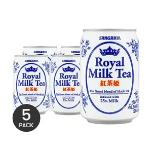 5Packs SANGARIA Royal Milk Tea - Japanese Black Tea Drink with 25% Milk, 8.96fl oz/Pack