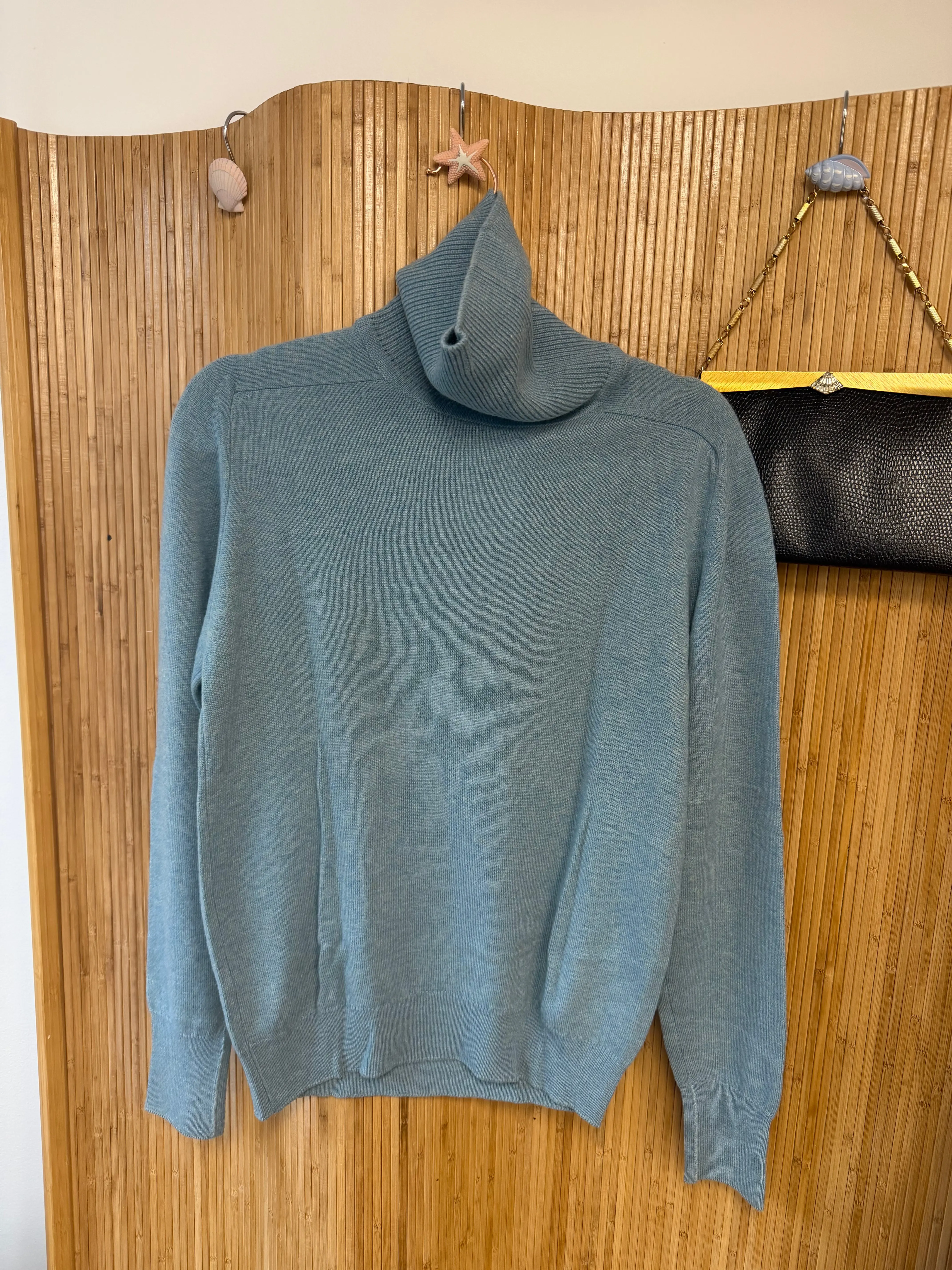 Ohrbach's Blue Lambswool+ Cashmere Turtleneck