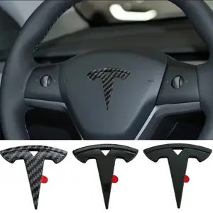 1/2PCS Car Steering Wheel Center Emblem Cover Sticker Decoration Accessories For Tesla Model 3 Mode S X Model Y Juniper Roadster SpaceX