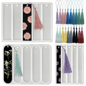 3 Pcs Shiny Bookmarks Silicone Mold, Durable Silicone,MoldBookmark Resin Mold with 20pcs Colorful Tassels, Small Medium Blank Rectangle Bookmark Mold, Perfect for DIY Crafts, Bookmarks, and Home Decor, Bookmarks for Reading, Decorative Bookmarks