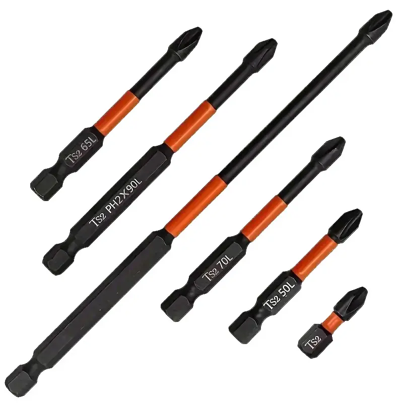 6-piece Phillips screwdriver set, strong magnetic Phillips bits and screwdriver heads, orange set