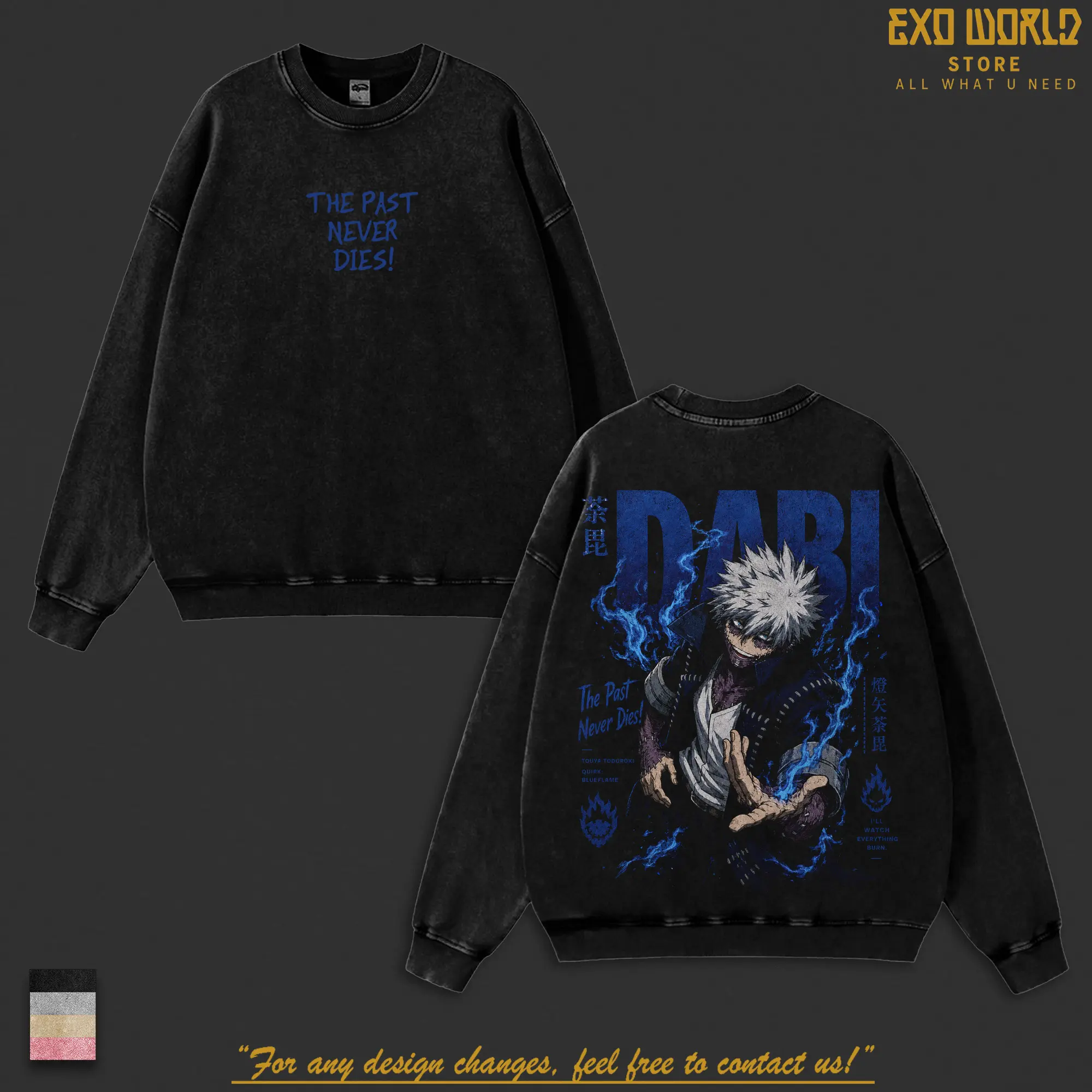 Dabi Touya Todoroki Blueflame Quirk x My Hero Academia Anime Vintage T-Shirt Washed Oversized Streetwear, BNHA Villain Graphic Shirt, Japanese Manga Apparel