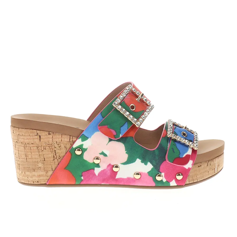 Corkys Womens Main Squeeze Floral Studded Slide Casual Sandals Casual Mid Heel 2-3" - Multi