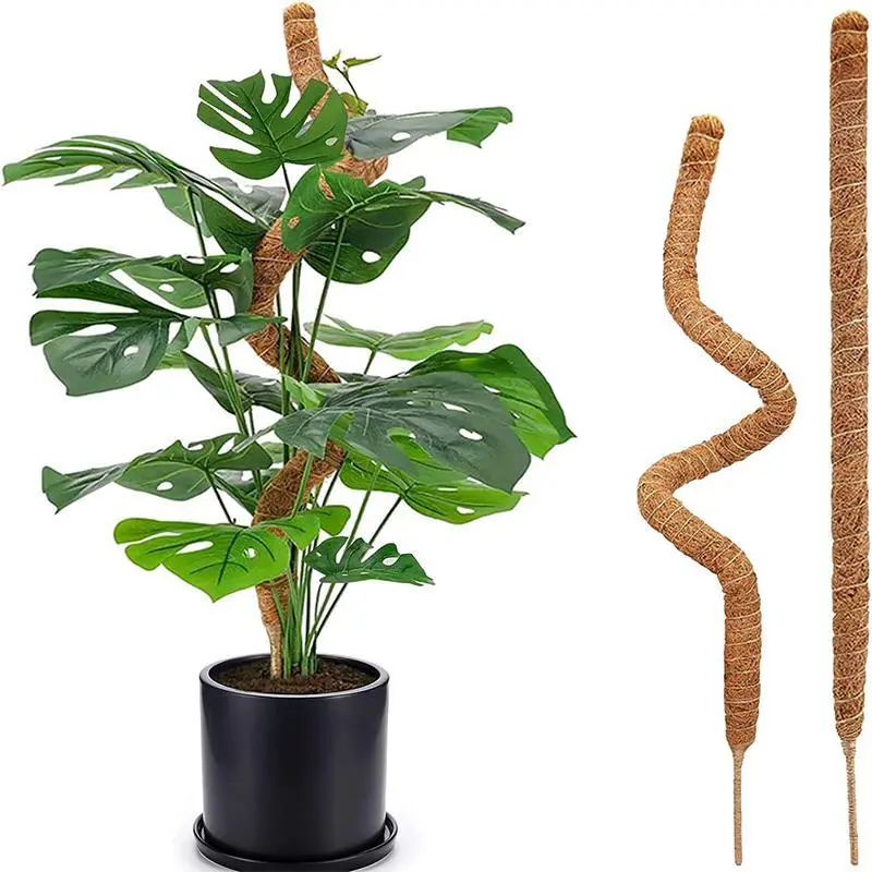 2 Pack Moss Pole, 28 Inch Bendable Moss Pole for Plants Monstera, Moss Poles for Climbing Plants Indoor, Coir Plant Pole Sticks Support Stakes for Potted Plants, Pothos, Philodendron, Garden Supplies