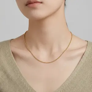 14K Gold-Plated Diamond-Cut Cable Chain Minimalist Dainty Layering Necklace Everyday Aesthetic Jewelry