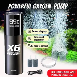 Rechargeable Oxygen Pump for Outdoor Fishing/Aquarium Portable Silent Air Pump with 2 Air Disks Fish Tank Aquarium Accessories USB Rechargeable Pump