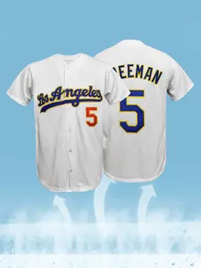 Retro Los Angeles #5 #17 #8 Stitched Baseball Jersey for Men, Classic Button Down Short Sleeve Baseball Shirt, Vintage Style Breathable Sports Uniform, Athletic Tops for Training, Game & Casual Wear