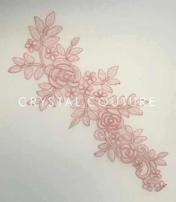 Pink Embroidered Floral Applique