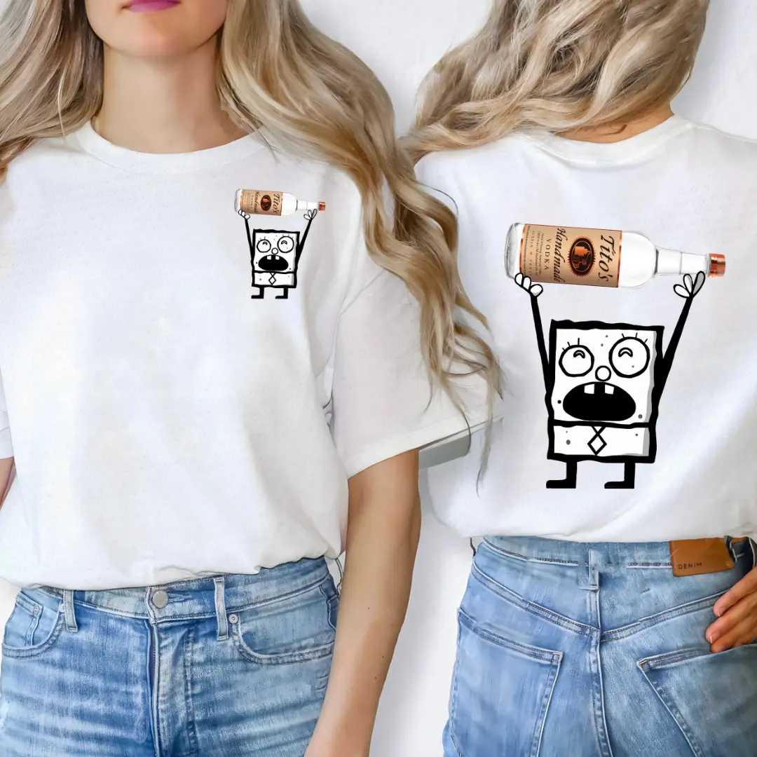 The Doodlebob Unisex Two Sided T-Shirt, Funny Drinking T-shirt for Casual WearThe Doodlebob Unisex Two Sided T-Shirt, Funny Drinking T-shirt for Casual Wear
