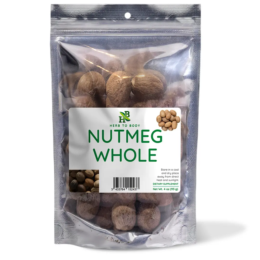Herb To Body Nutmeg Whole | Myristica Fragrans | Wildcrafted | 4oz