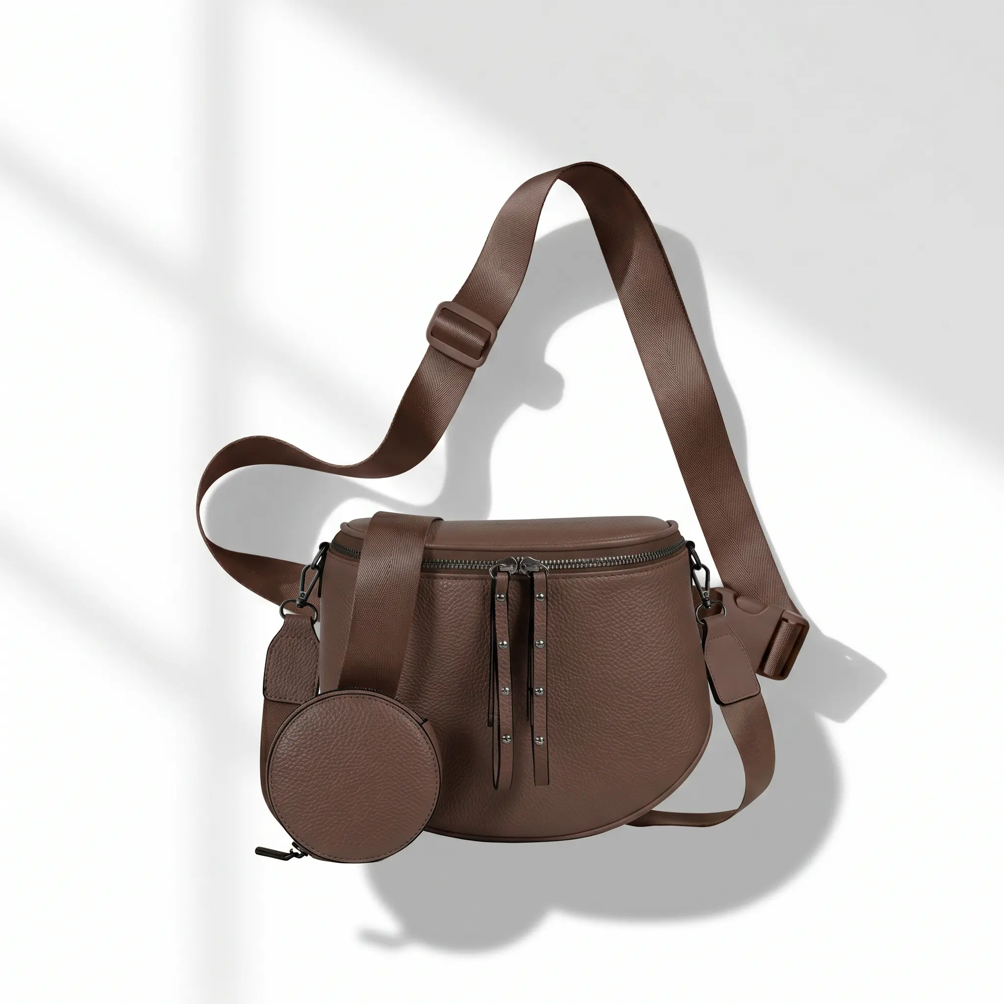 Casual Crossbody Bags for Women, Solid Color Faux Leather with Large Capacity, Back Strap, and Detachable Coin Pouch