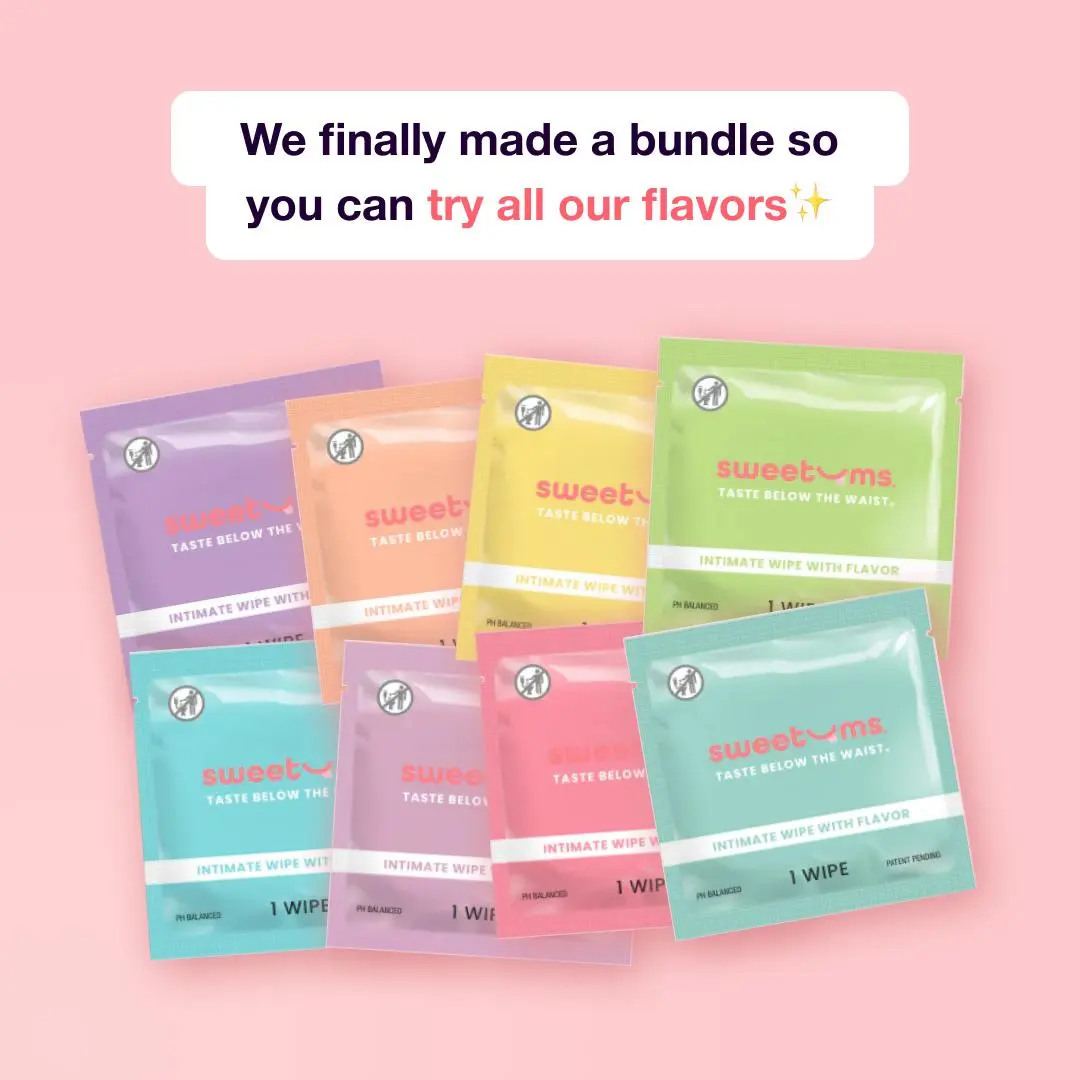 SWEETUMS Sweetums Flavored Wipes Sample Pack pH Balanced 24 Individually Wrapped Scented Gynecologist Tested Dermatologist Tested - Feminine Hygiene Products Mint