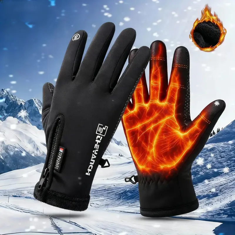 Outdoor Winter Gloves, Touchscreen andWindproof Full-Finger Gloves for Sports, Travel,and Daily Activities,Men's And Women's Fleece Gloves