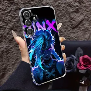 Cool Punk Jinx Phone Case for Samsung for galaxy S24/S21 Fe/A02S/A04E/A05S/A13/A14/A15 with Four-Corner Shockproof Protection, Featuring Lens Protection, Transparent Anti-Drop Design for Models