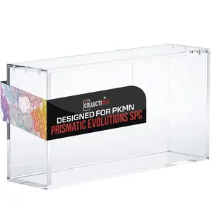 Collectidex Prismatic Evolutions SPC Box Acrylic Display Case with Magnetic Lid - 8 + 5mm Thick Acrylic with 5x3mm Magnets - Compatible with Prismatic Evolutions Super-Premium Collection Box