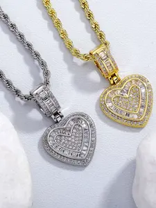 European and American gold-plated heart clavicle necklace, women's sweater chain pendant, zircon necklace jewelry accessory, Love Necklace