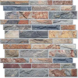 Thicker Design Peel and Stick Tile Backsplash, 12"x12" Stick  Backsplash for Kitchen, Self Adhesive Tile Stickers for Kitchen Backsplash and Bathroom(10 Sheets,  Stone)