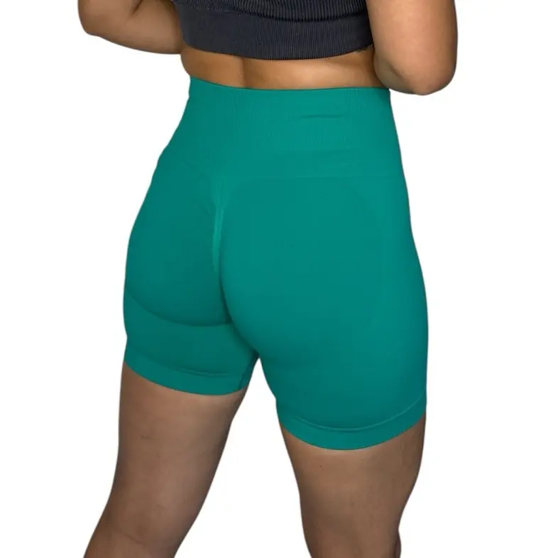 Single Short Sport Short - High Waist Teal Green Workout Shorts for Women
