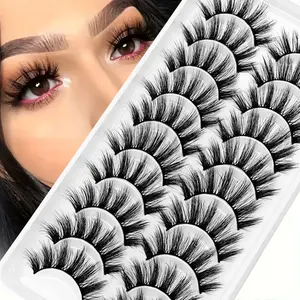 10 pairs of 6D artificial mink eyelashes, natural false eyelashes, fluffy dramatic eyelashes, Mega volume lashes, makeup eyelashes, eyelash extension, Cosmetic eyelash extension, Self Adhesive Lashes, Wispy Volume Set