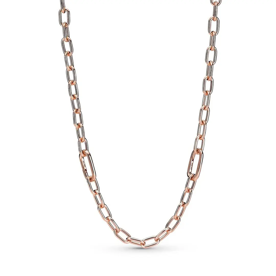 Pandora ME Link Chain Necklace, 389685c00-58, Silver Jewelry, Carabiner Clasp Closure, Open Connectors, Grooved Links, Customizable with Endless Styling Possibilities