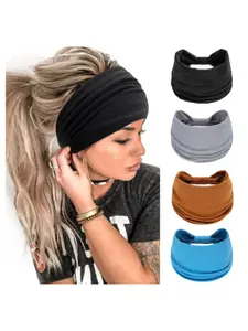 Bohemian solid color elastic headband, yoga exercise headband, Sports headband, sweat wicking cotton headband, women's headwear, hair accessories