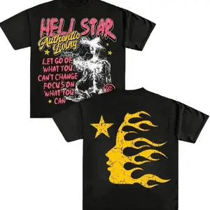 ⭐[Graphic Tee] Heli Star Graphic T-Shirt – Inspirational Streetwear Tee, Vintage Star Flame Design, Motivational Quote Shirt, Bold Urban Style Cotton Tee, Unisex Casual Top, Trendy Festival & Everyday Outfit, Gift for Men & Women