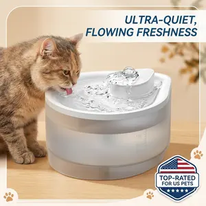 Ultra-Quiet Cat Water Fountain 2L Automatic Pet Dispenser with Filter BPA-Free Electric Bowl Clear Window Top-Rated for Cats and Small Dogs