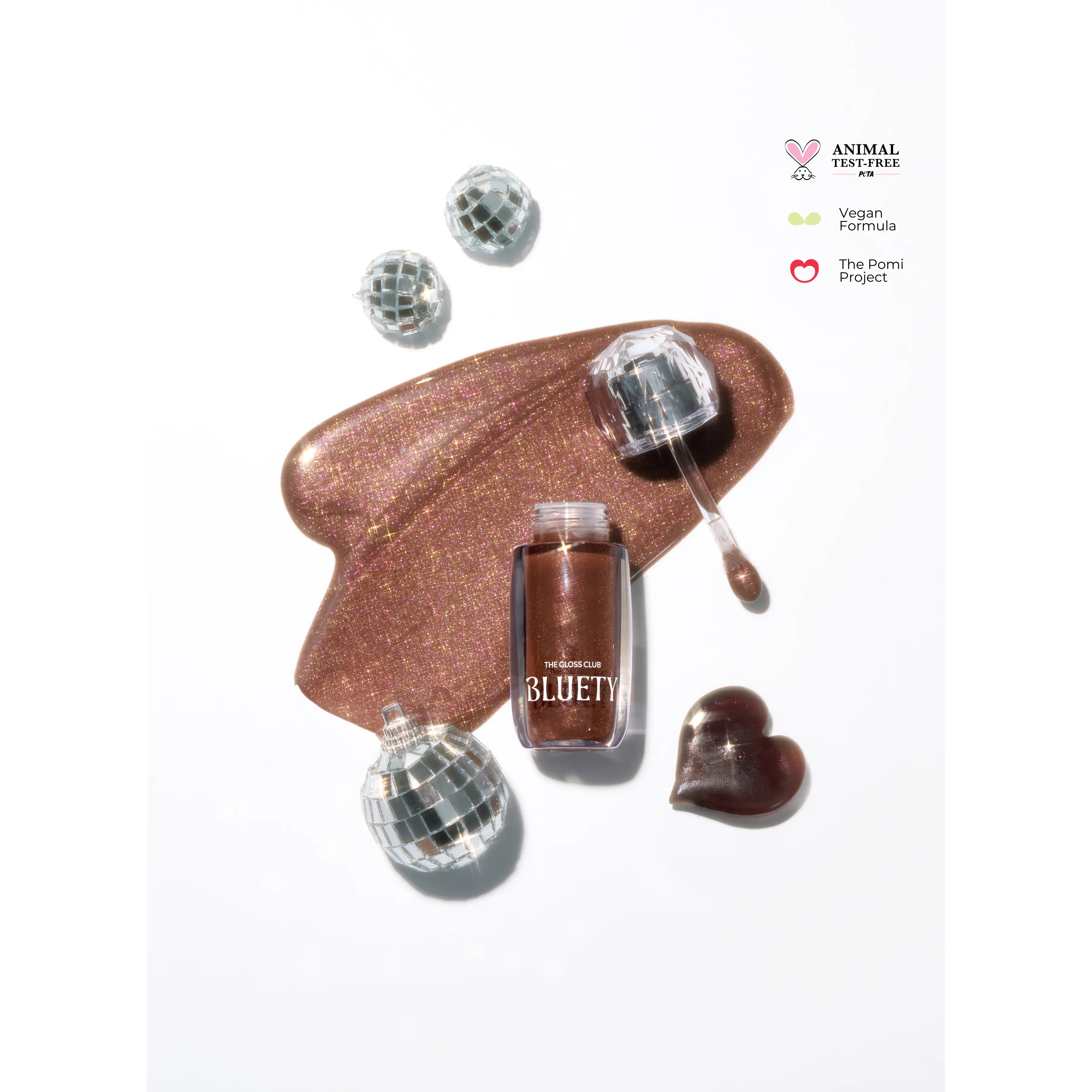 The Gloss Club - I Said What I Said Glitter Gloss| 9ml, Brown Pink Gold Glitter, Non Sticky Lip Gloss, Cruelty Free, Vegan Formula