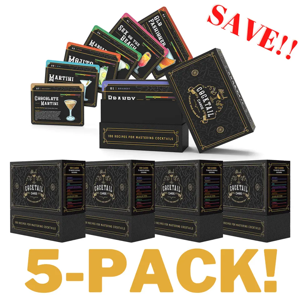 5-Pack Gift Set Bartender Drink Flashcards 5-Pack Gift Set Bartender Drink Flashcards