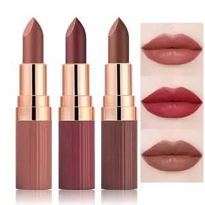 Matte Creamy Velvet Lipstick, Long Lasting Waterproof Smooth Silky Lip Makeup, Coral Ruby Red Nude Brown Shades for Women