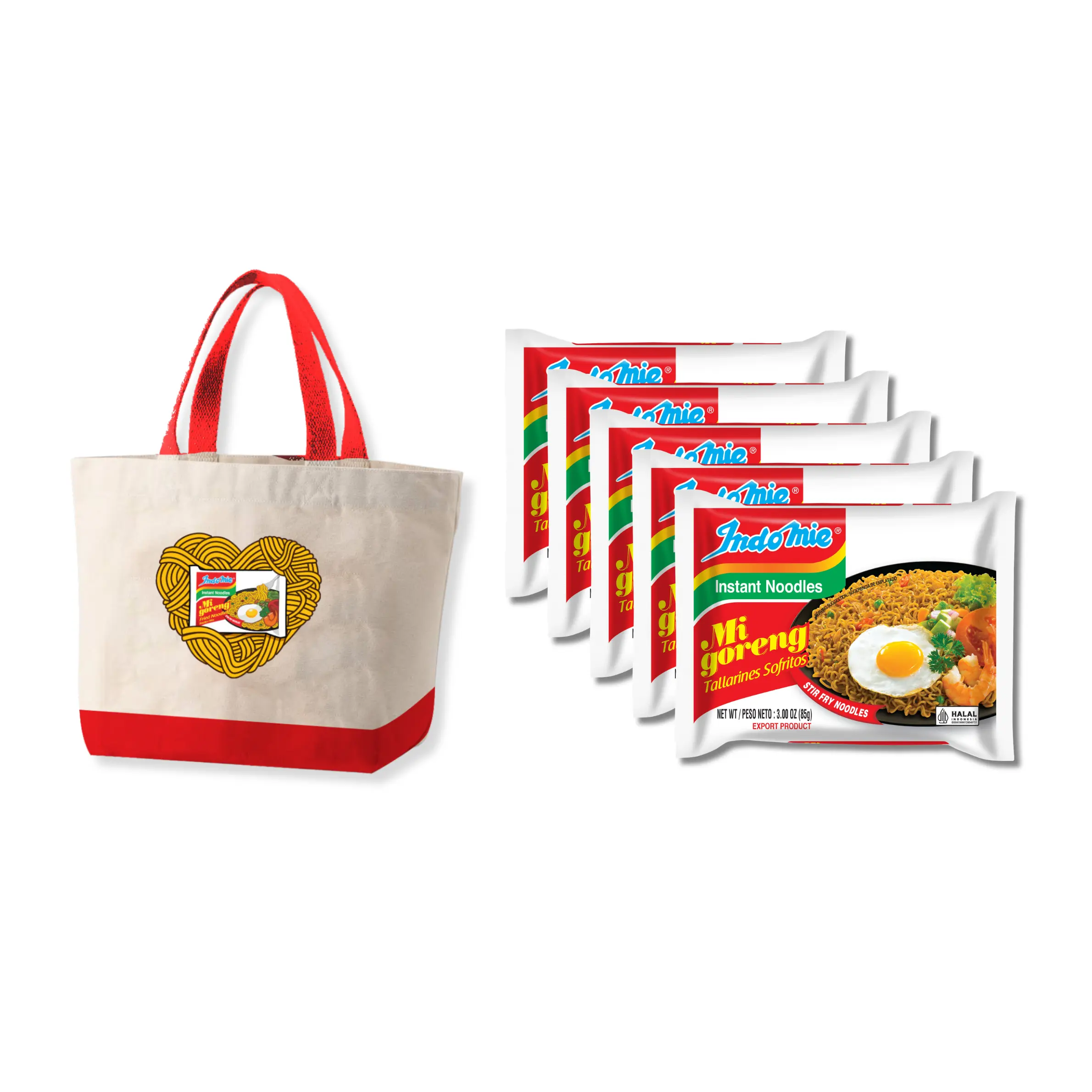 Customized Bundle Indomie Love Tote bag & Indomie (5 Individual Packs)