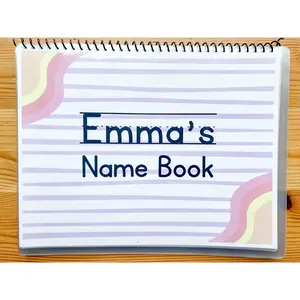 Personalized Name Workbook Laminated and Bound for Kids Dry Erase Reusable Eco Friendly with 12 Activities and Cover Page