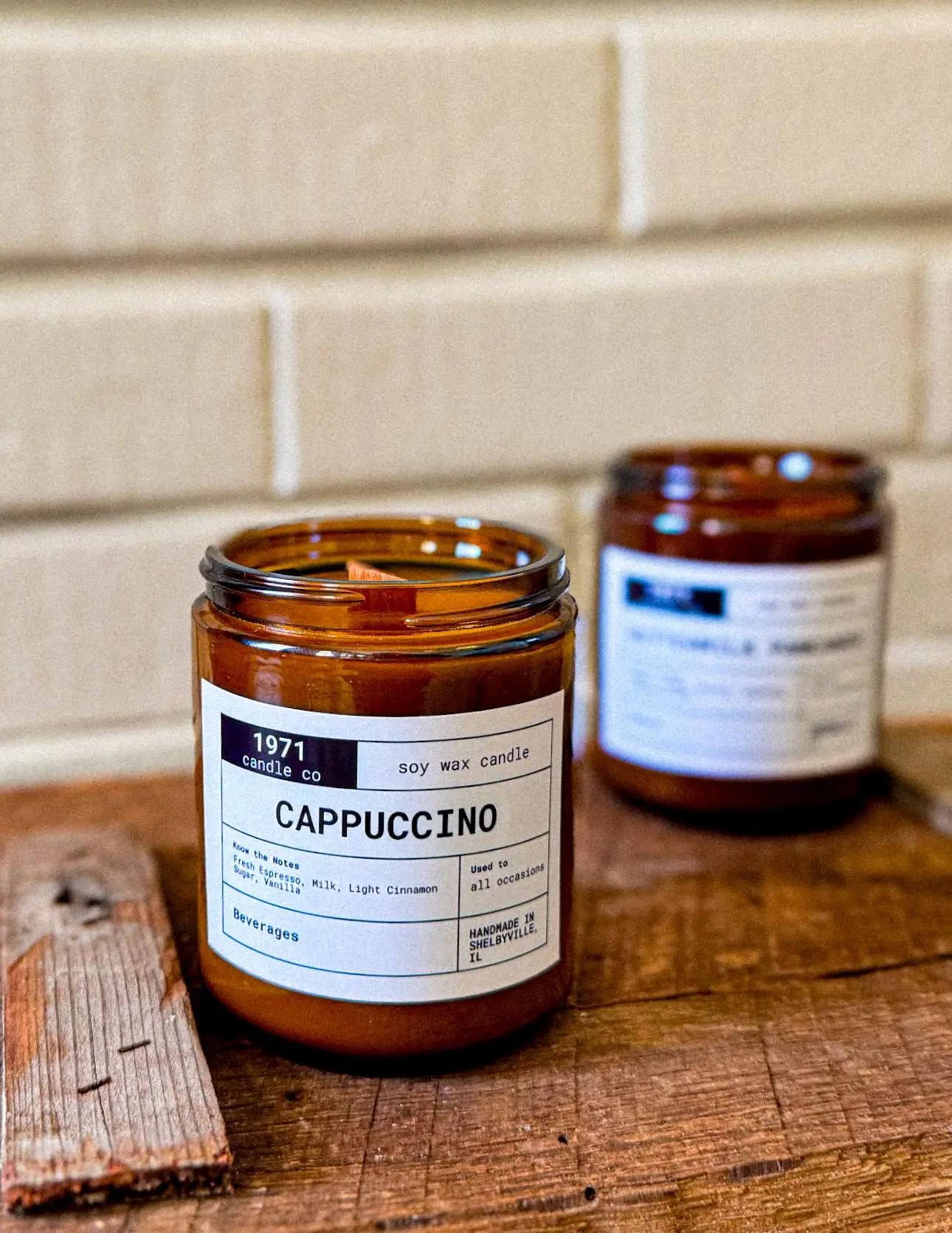 Cappuccino Coffee Candle: Soy Wax, Wood Wick, Vanilla Scent