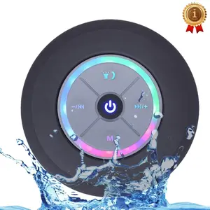 Waterproof Speaker, Portable Wireless Speaker with Suction Cup, USB Rechargeable Black Speaker, Wireless Version Life for Parties, Bathroom, Travel, Home, Outdoor, Gifts for Birthday, Thanksgiving
