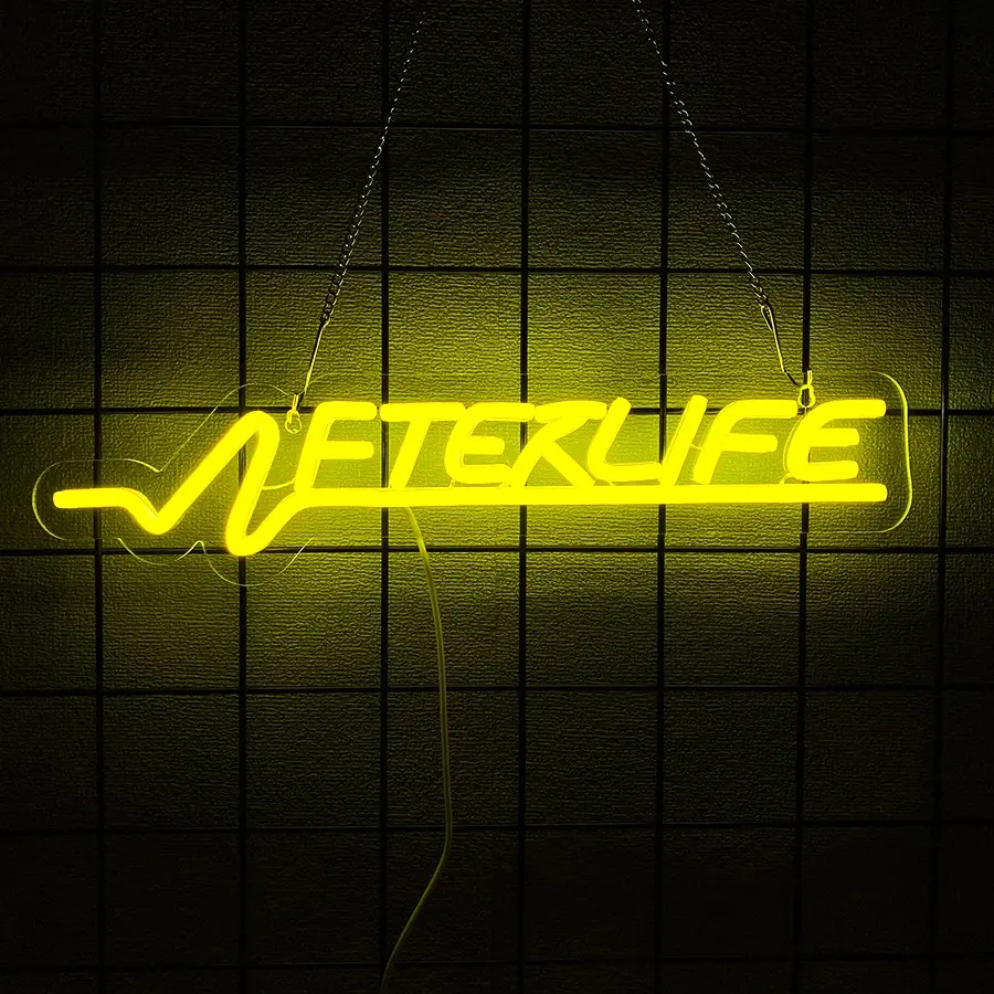 Cyberpunk Neon Sign for Wall Decor, Led Neon Lights, Gaming Neon Sign for Man Cave Shooting Game lights for for Gamer Room ,Bedroom,Bar,Birthday,Christmas Decor,Afterlife Neon Light Sign