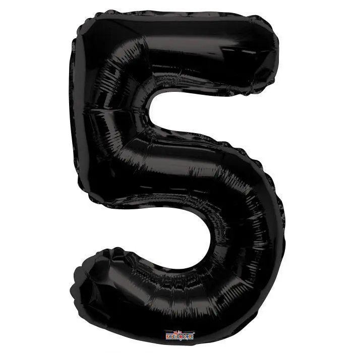 34 in Black Number 5 Foil Balloon, Party Decorations, Birthday Balloons for Celebration Decor, Instant Party Backdrop | Code 19687-34, Bold Look