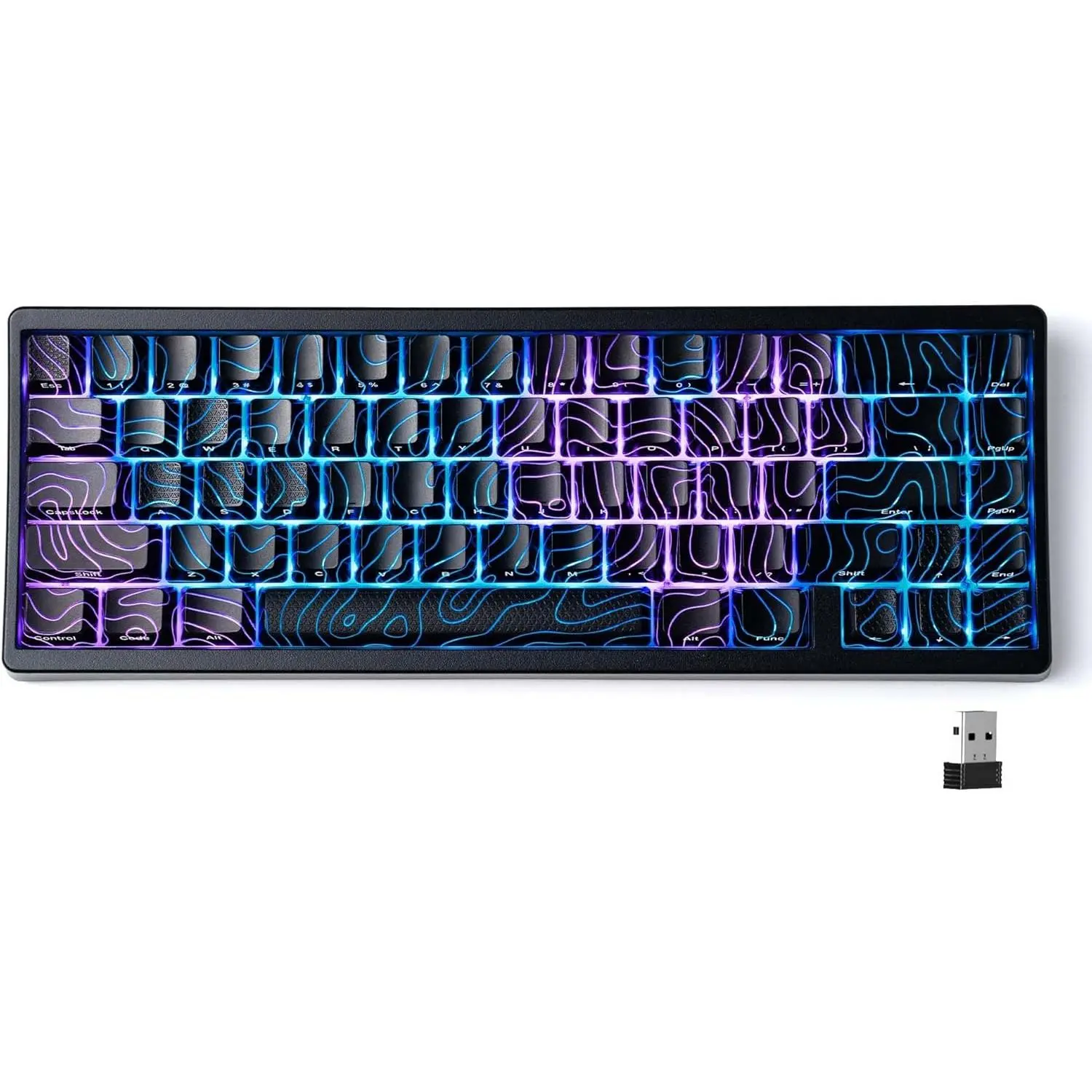 x XVX M67 60% Percent Keyboard , QMK/VIA Topographic Gaming Keyboard, Tri-Mode Thocky Creamy Mechanical Key Board, Hot Swappable Mount RGB IMD Tech for Win/, Black