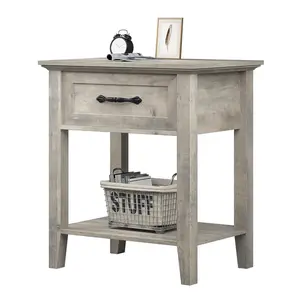[FLASH SALE] Garvee Square Nightstand, Bedside Table End Table for Bedroom Nursery Living Room, End Table with Storage Drawer, Easy Assembly, 1 PC-Gray