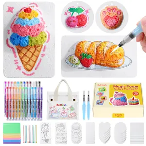 RuiHawk Art 75 Pcs Magic Foam Texture Painting Kit  Includes 38 Foam Paper Sheets, 24 Color Acrylic Paint Pens Markers outdoorfun
