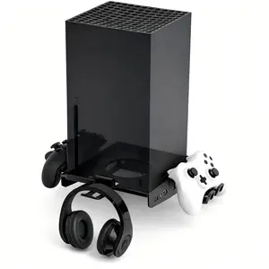 Wall Mount Charging Stand for Xbox Series X/s, Cooling Fan Console Mount, Controller Charging, 3 Headset Hooks, Headphone Storage, Space Saving Organizer, Accessories, Gaming Accessories