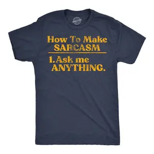 Mens Funny T Shirts How to Make Sarcasm Ask Me Anything Sarcastic Tee for Men Mens Funny T Shirts Cool Vintage Fashion T-Shirt Gift Classic Menswear Funny Sarcastic Short Sleeve Novelty Tees for Guys Navy - How