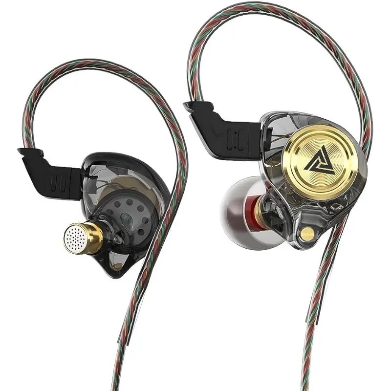 QKZ AK3 Wired In-Ear Headphones with Clear Recording Mic, Noise Block IEM Earbuds for Live Stream K-pop Singing Podcast