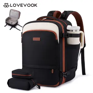 LOVEVOOK Travel Backpack for Women, 45L Expandable Large Carry On Backpack, Personal Item Travel Bag Flight Approved, Business Weekender Overnight Essentials Waterproof Back Pack, Fit 17 Inch Laptop