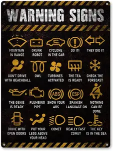 Garage Signs - Mechanic Shop Sign Funny Decor For Dad, Car Metal Wall Art Metal Sign Rust Free, Pre-Drilled Holes, Weather Resistant